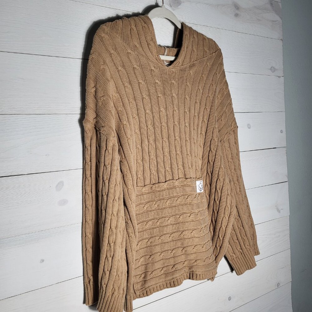 Cable Knit Sweater Oversized Chunky Hooded Cabincore